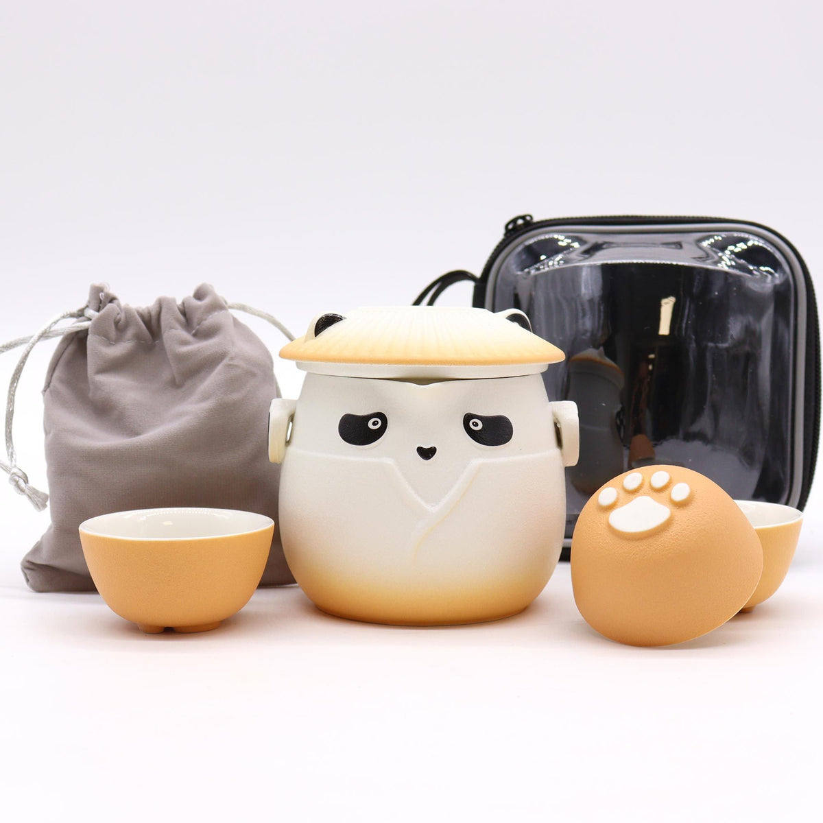 Juego de tetera Panda y tres tazas - Naranja - Tienda Online de Productos Naturales y Ecológicos