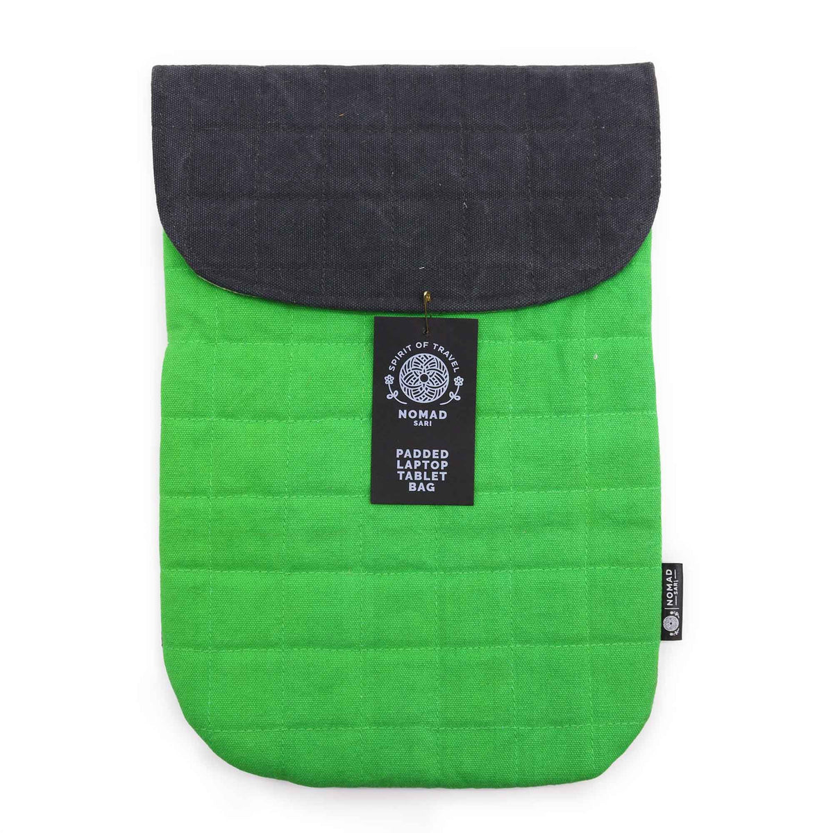 Funda acolchada para computadora portátil - Verde rana - Lavado de piedra de 14oz - Tienda Online de Productos Naturales y Ecológicos