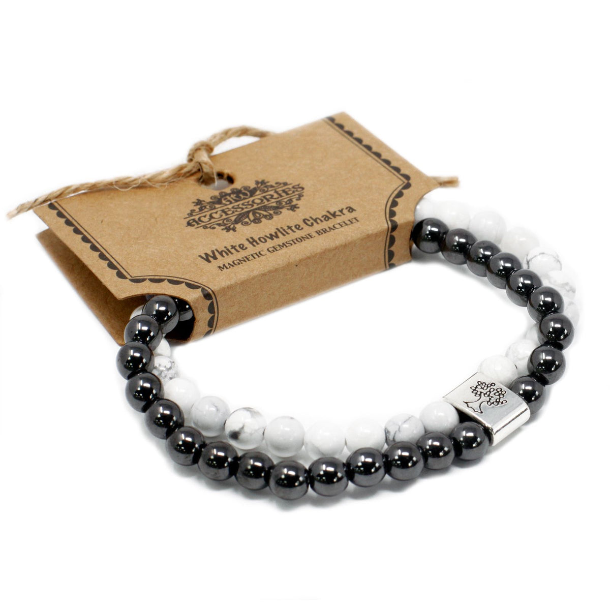 Pulsera de Piedras Preciosas Magnéticas - Chakra Howlita Blanco - Tienda Online de Productos Naturales y Ecológicos
