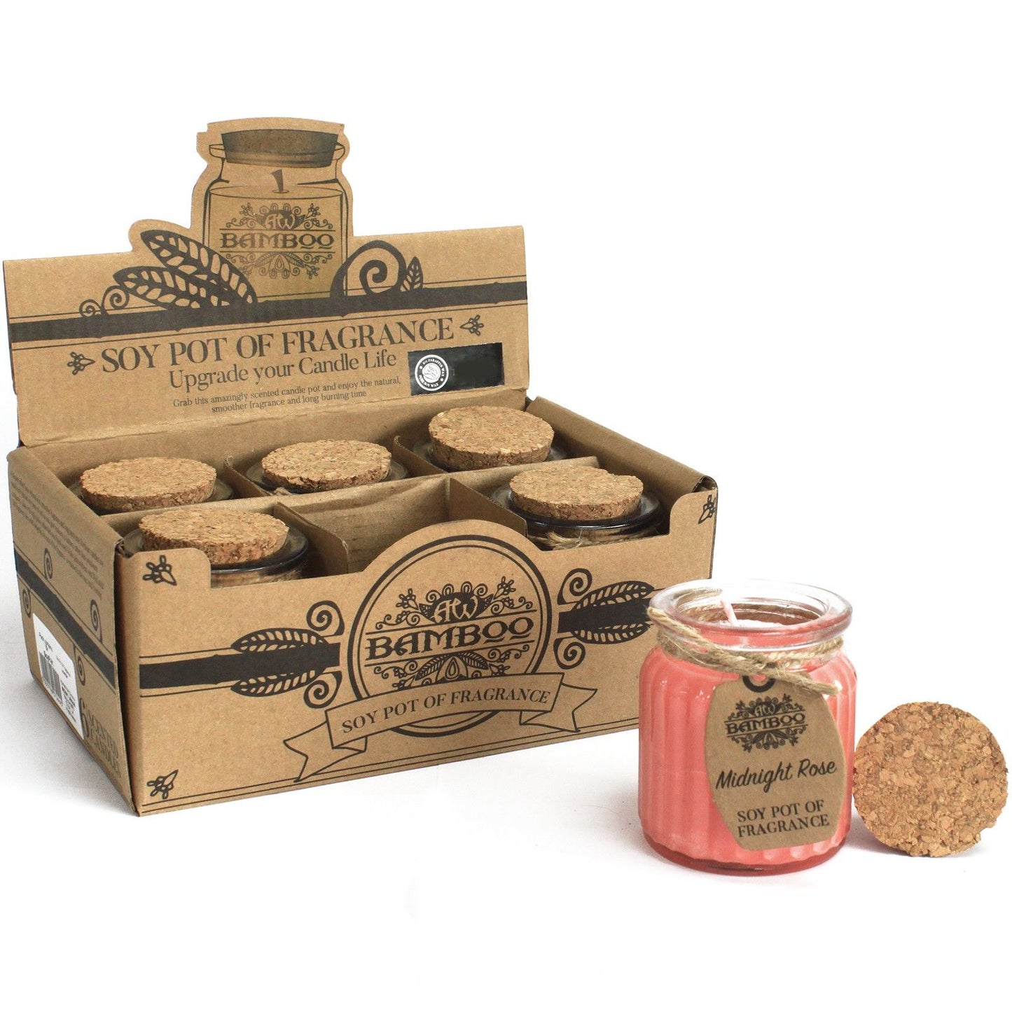 Vela Aromática de Cera de Soja en Tarro de Cristal con Tapa de Corcho - Rosa