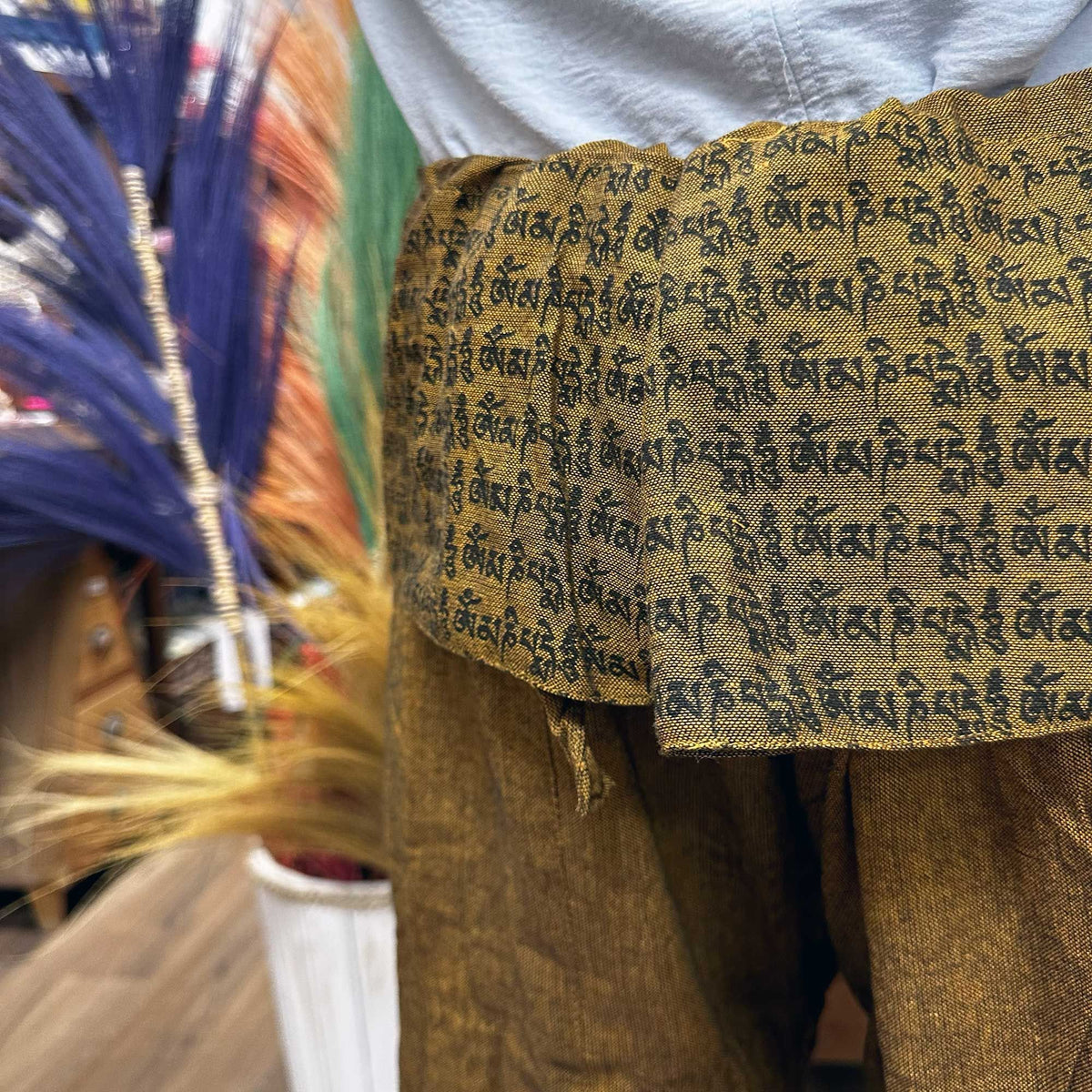 Pantalones de yoga y festivales - Mantra mandala del pescador tailandés en naranja - Tienda Online de Productos Naturales y Ecológicos