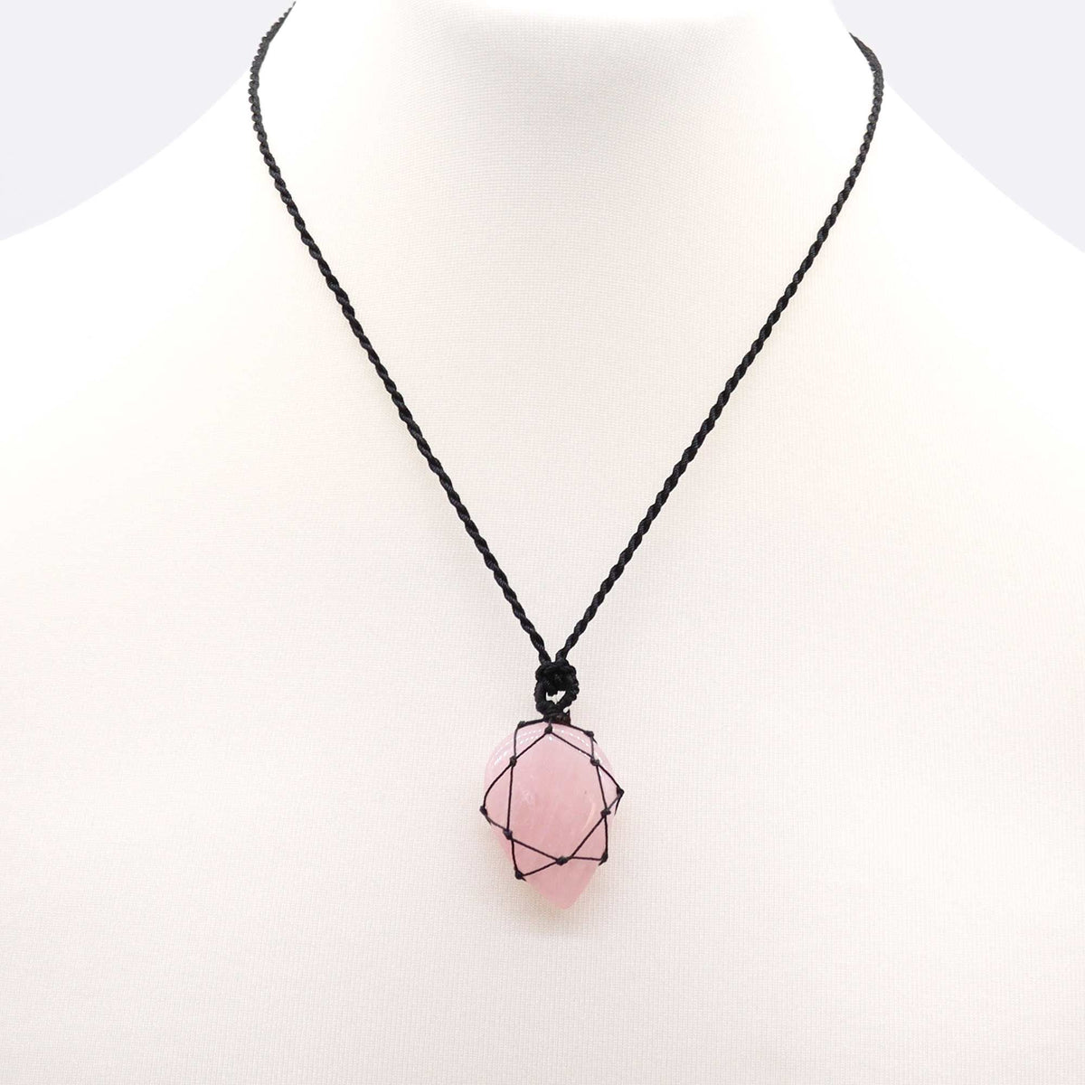 Colgante de lágrima de piedras preciosas entrelazada - Cuarzo rosa - Tienda Online de Productos Naturales y Ecológicos