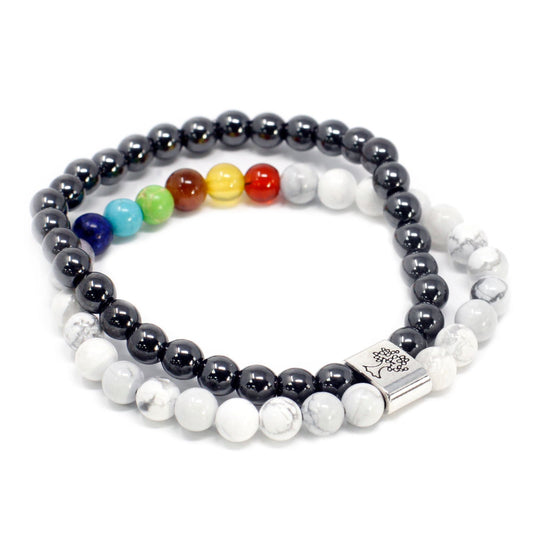 Pulsera de Piedras Preciosas Magnéticas - Chakra Howlita Blanco - Tienda Online de Productos Naturales y Ecológicos