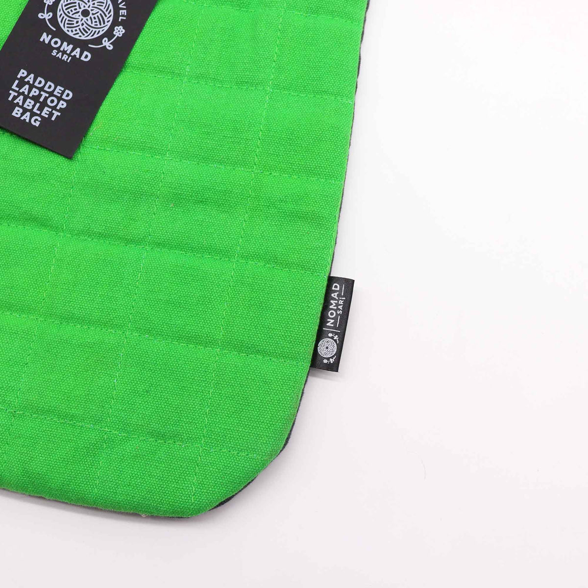 Funda acolchada para computadora portátil - Verde rana - Lavado de piedra de 14oz - Tienda Online de Productos Naturales y Ecológicos