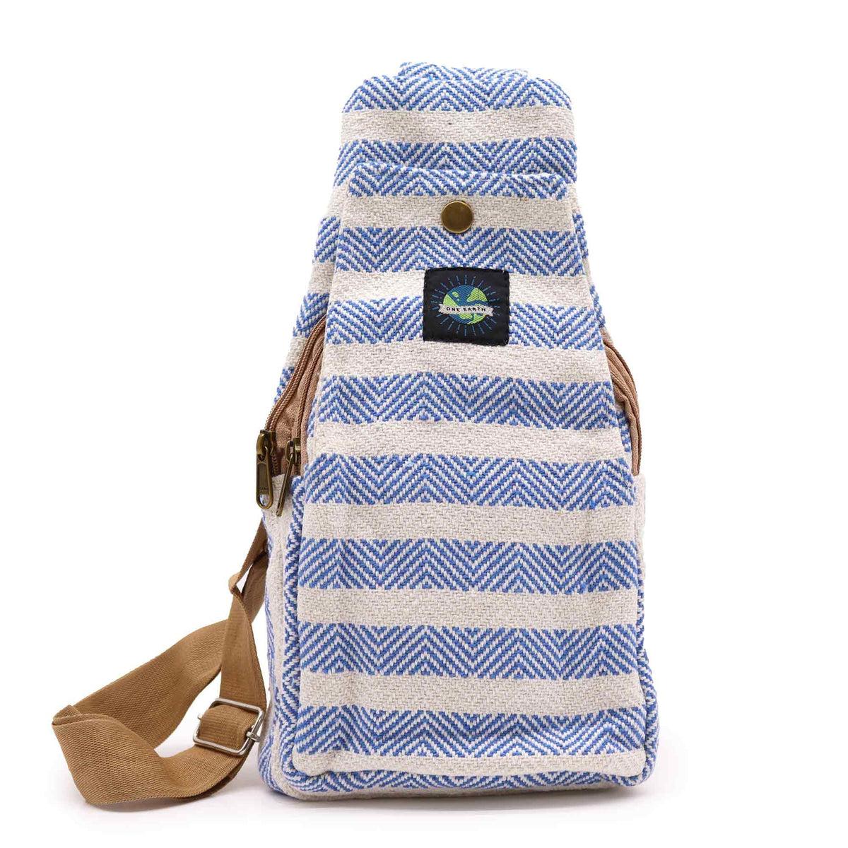 Bolso Bandolera de Algodon Natural - Azul y Blanco - Tienda Online de Productos Naturales y Ecológicos