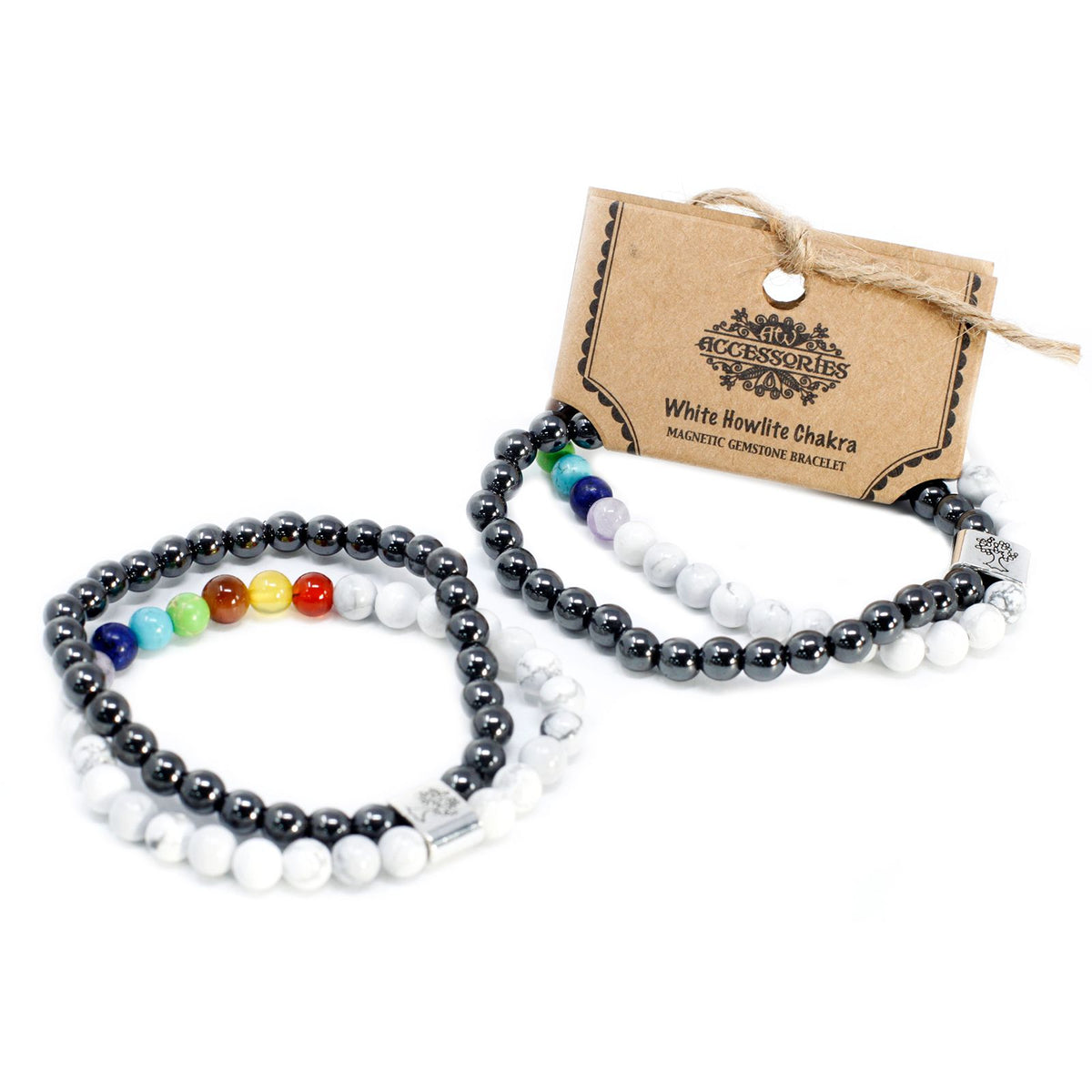 Pulsera de Piedras Preciosas Magnéticas - Chakra Howlita Blanco - Tienda Online de Productos Naturales y Ecológicos