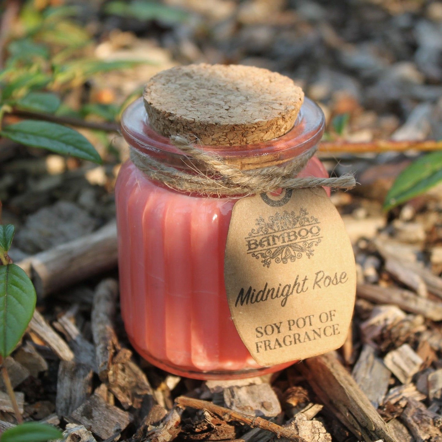 Vela Aromática de Cera de Soja en Tarro de Cristal con Tapa de Corcho - Rosa