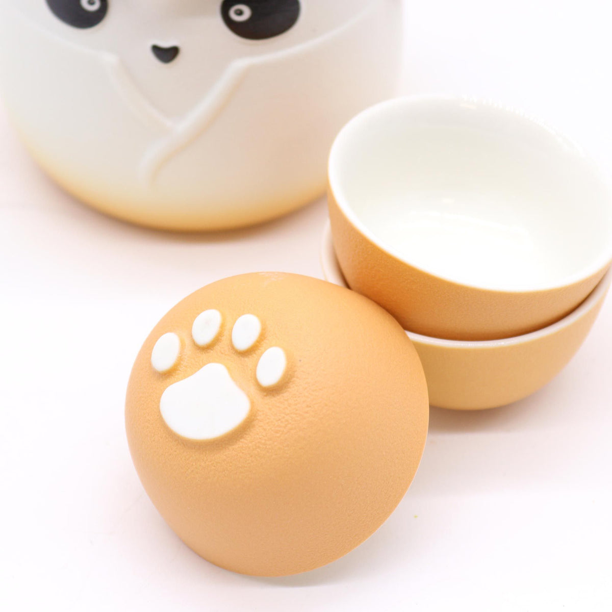 Juego de tetera Panda y tres tazas - Naranja - Tienda Online de Productos Naturales y Ecológicos