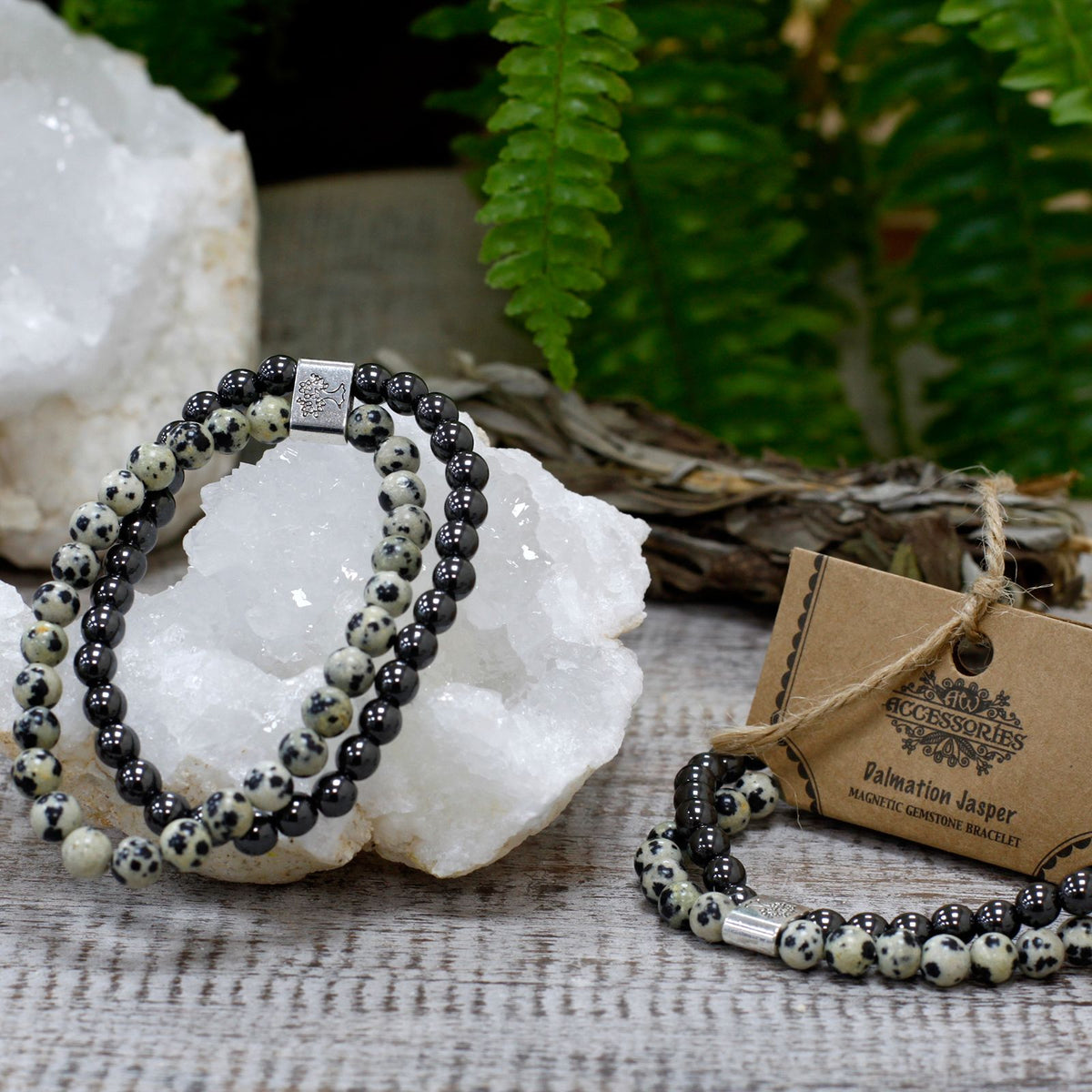 Pulsera de Piedras Preciosas Magnéticas - Jaspe Dálmata - Tienda Online de Productos Naturales y Ecológicos