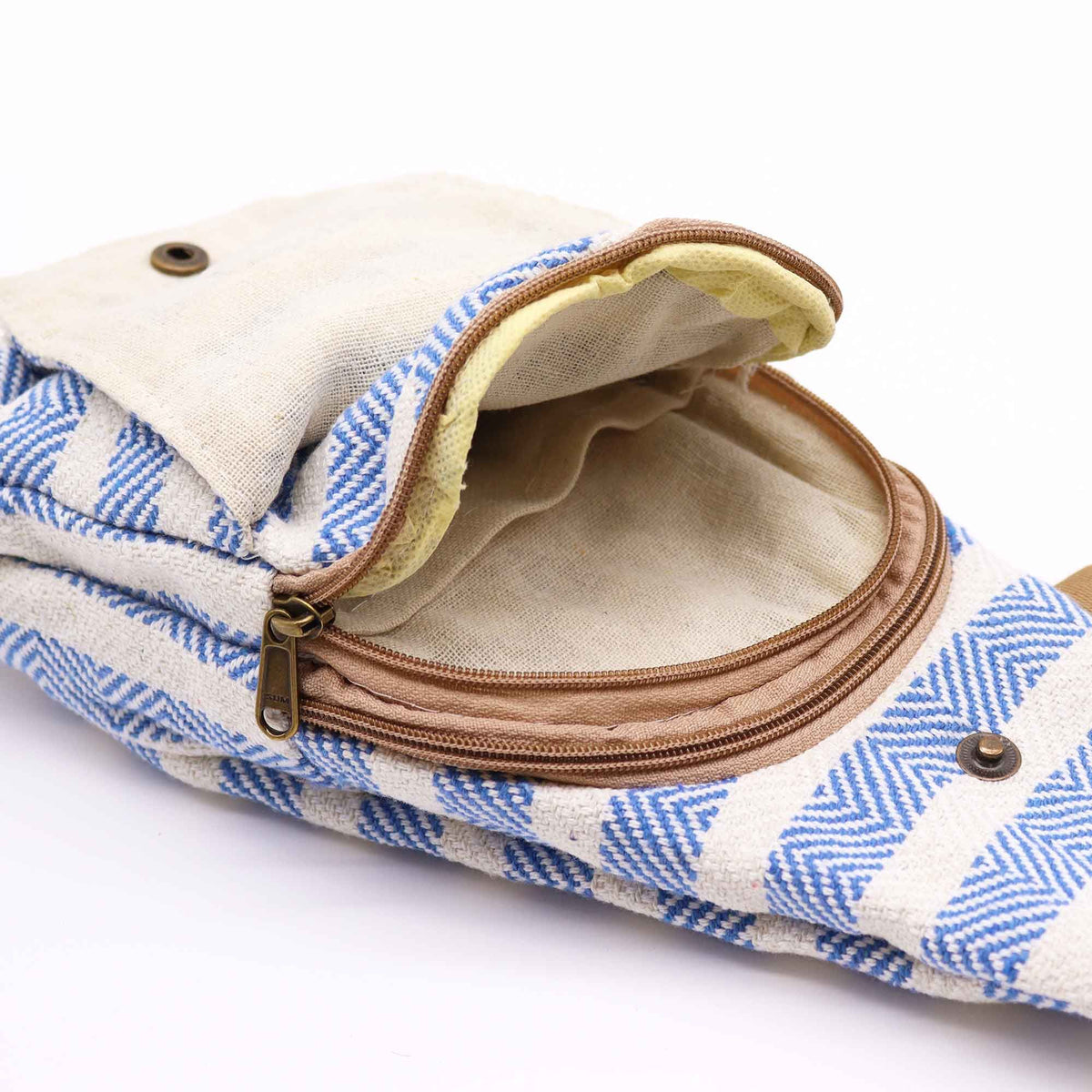 Bolso Bandolera de Algodon Natural - Azul y Blanco - Tienda Online de Productos Naturales y Ecológicos