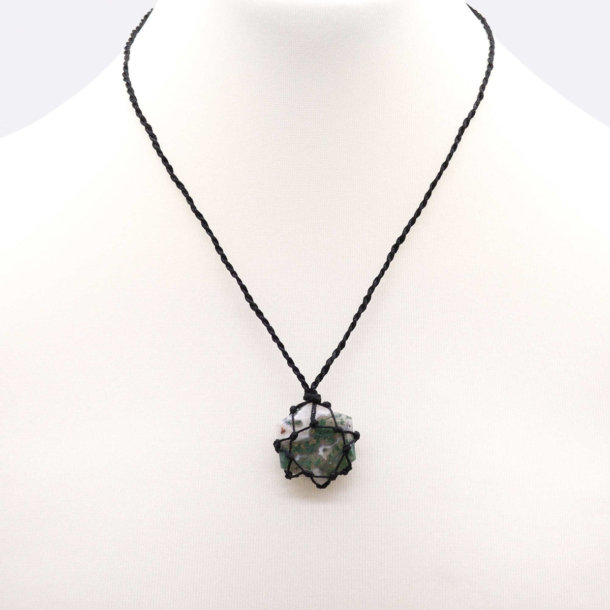 Colgante hexagonal de piedras preciosas entrelazada - Ágata de musgo - Tienda Online de Productos Naturales y Ecológicos
