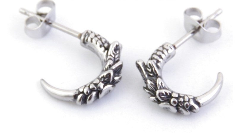 Pendientes de Hombre Garra en Acero Titanio – 13 mm