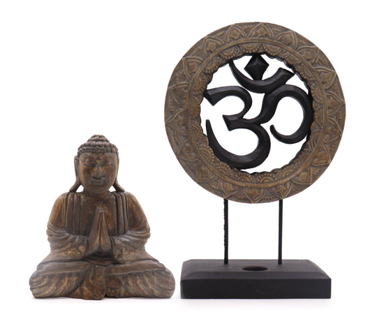 Buddha Feng Shui Set - Om - Gris y Negro