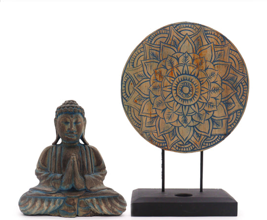 Buddha Feng Shui Set - Mandala Floral - Azul