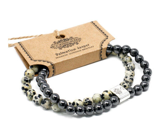 Pulsera de Piedras Preciosas Magnéticas - Jaspe Dálmata