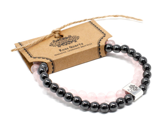 Pulsera de Piedras Preciosas Magnéticas - Cuarzo Rosa