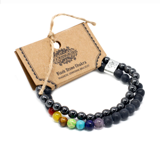 Pulsera de Piedras Preciosas Magnéticas - Chakra Piedra Negra