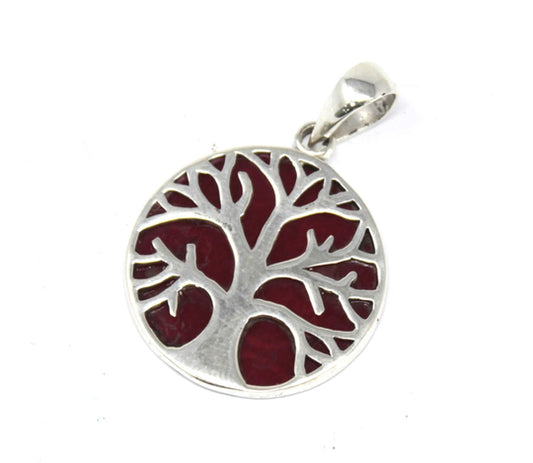 Colgante de Plata Árbol de la Vida 22mm - Efecto Coral