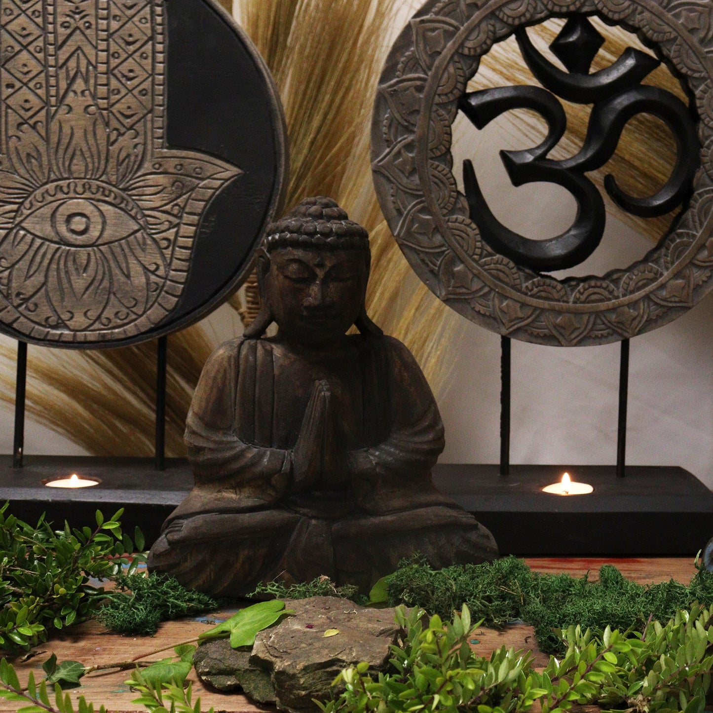 Buddha Feng Shui Set - Om - Gris y Negro